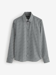 Ted Baker Grey Agnar Long Sleeve Regular Fit Wave Geo Print Shirt - Image 1 of 1
