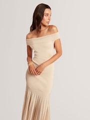 Ted Baker Natural Rylla Off The Shoulder Knitted Maxi Dress - Image 3 of 6