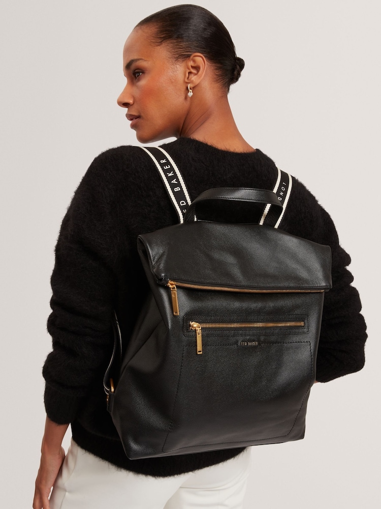 Ted Baker Black Luccea - Webbing Leather Backpack - Image 5 of 5 Ted Baker Black Luccea - Webbing Leather Backpack - Image 5 of 5