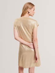 Ted Baker Natural Cheelia - Metallic Jersey Mini Dress - Image 3 of 4