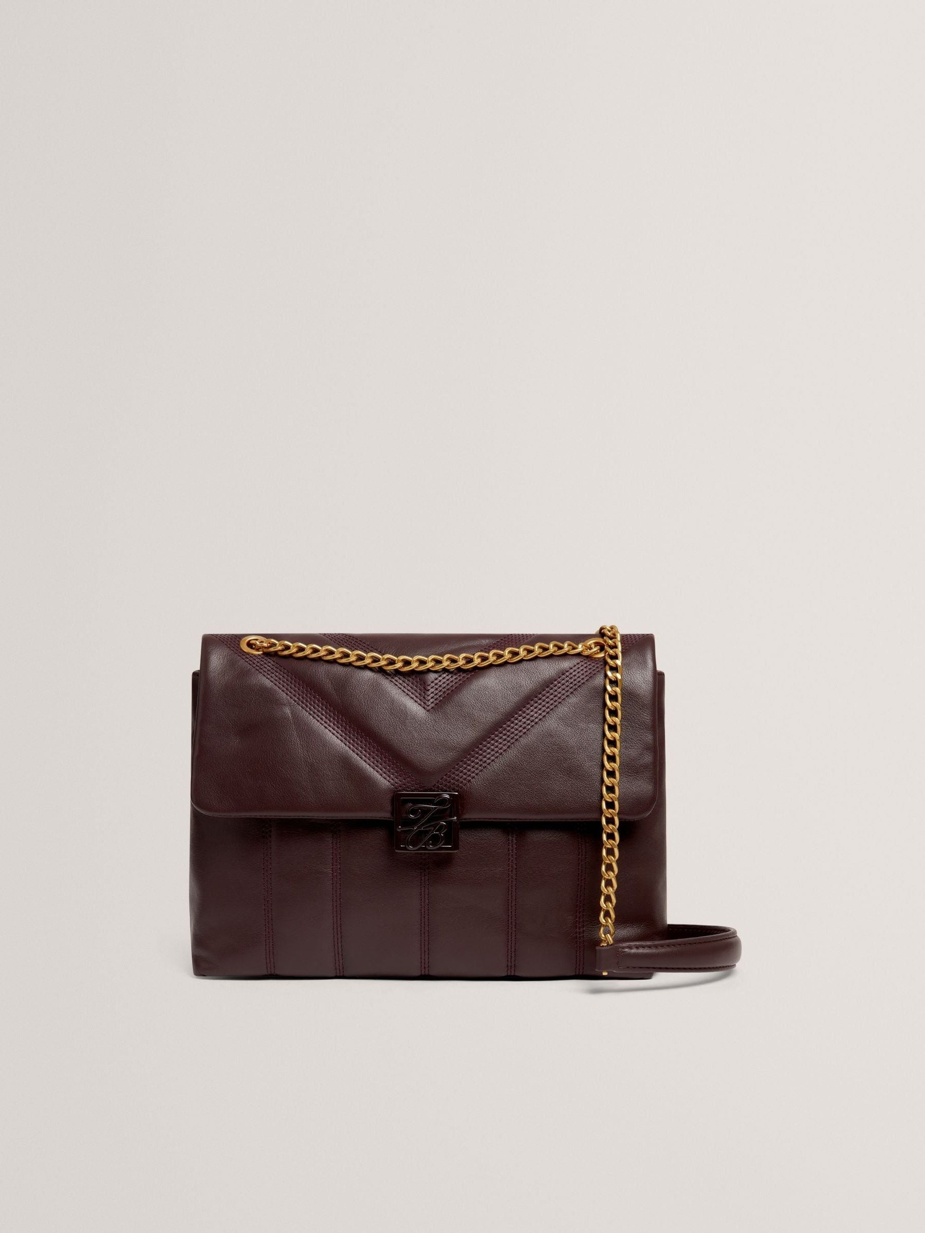 Buy Ted Baker Black Anileah Script Detail Leather Padded Shoulder