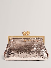 Ted Baker Gold Sequinz Rose Detail Sequin Clutch Bag - Image 2 of 4
