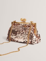 Ted Baker Gold Sequinz Rose Detail Sequin Clutch Bag - Image 3 of 4