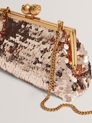 Ted Baker Gold Sequinz Rose Detail Sequin Clutch Bag - Image 4 of 4