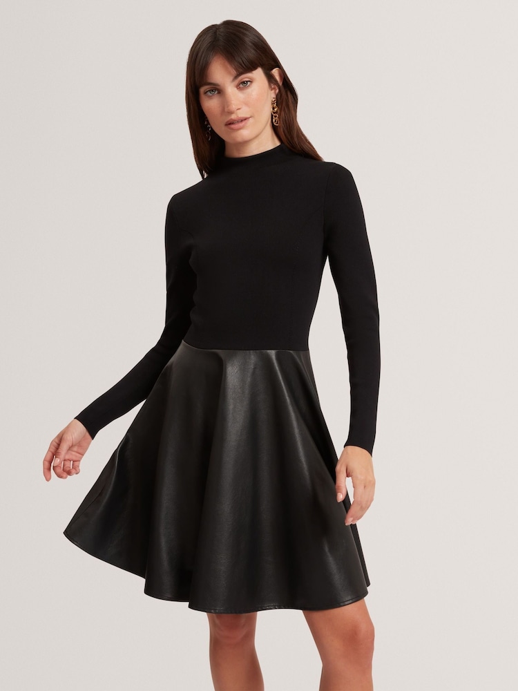 Ted Baker Milioa - Mini Dress With Faux Leather Skirt - Imagen 1 de 5