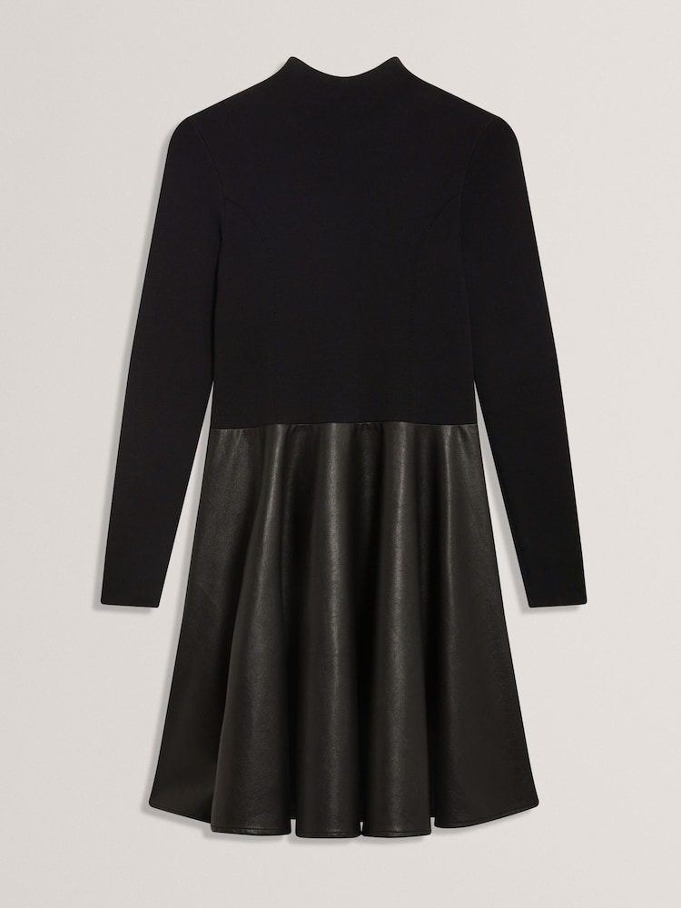 Buy Ted Baker Black Milioa - Mini Dress With Faux Leather Skirt from Next  Norway