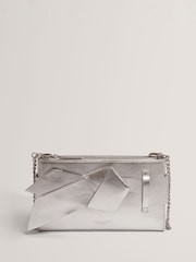 Ted Baker Silver Jimmah - Soft Pu Bow Clutch Bag - Image 1 of 5