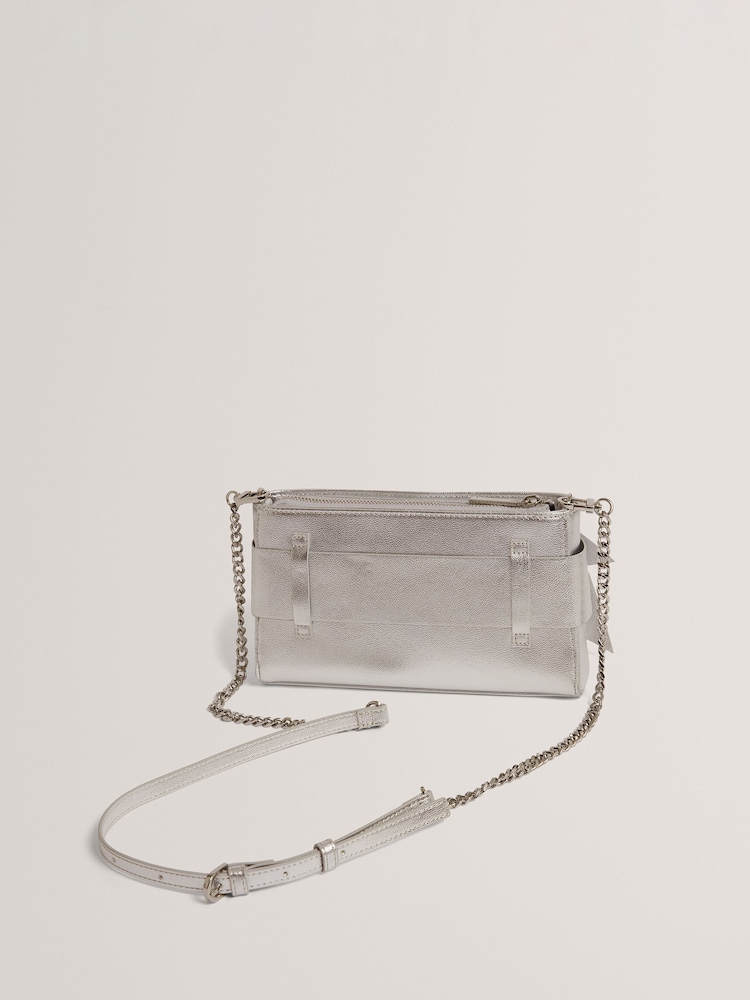 Ted Baker Silver Jimmah - Soft Pu Bow Clutch Bag - Image 2 of 5 Ted Baker Silver Jimmah - Soft Pu Bow Clutch Bag - Image 2 of 5
