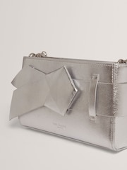 Ted Baker Silver Jimmah - Soft Pu Bow Clutch Bag - Image 3 of 5