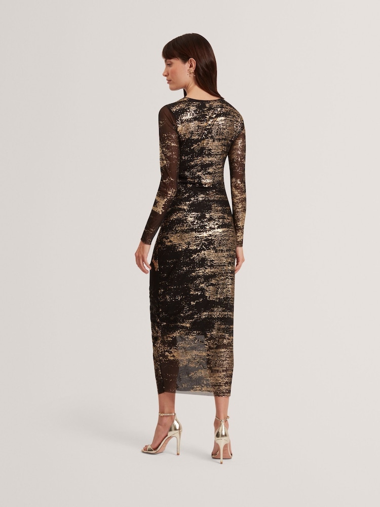 knee length dresses for ladies Ted Baker Ralhaa Wrapover Jersey Long Sleeve Midi Dress Women's – Kicks  Machine main image 1