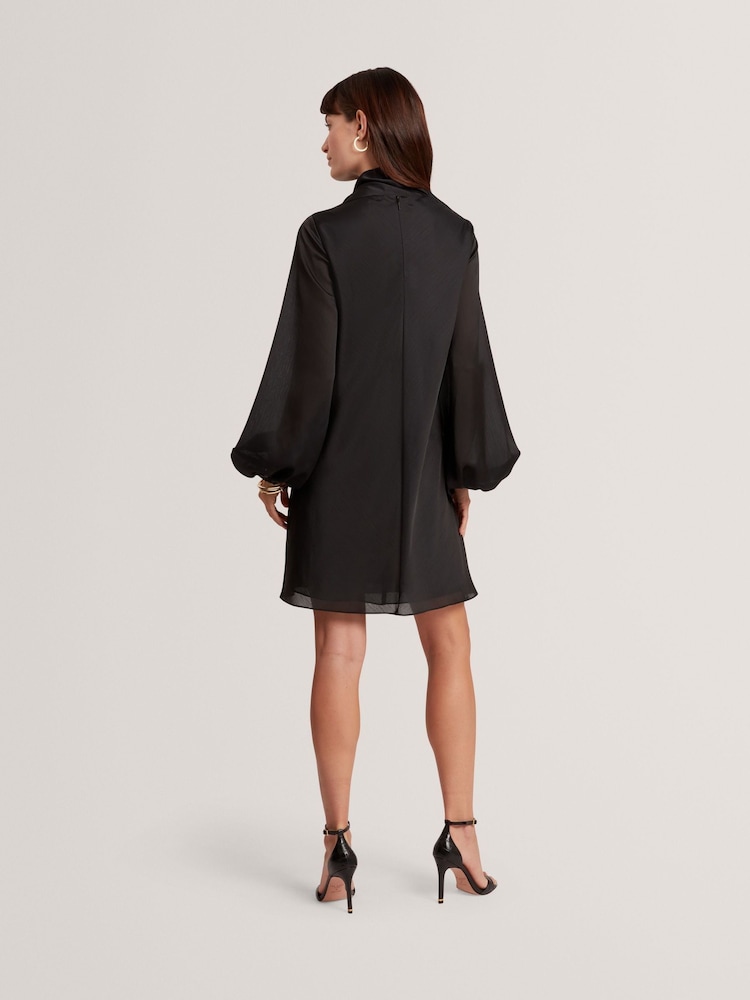 Ted Baker Black Molma - Neck Tie Printed Mini Dress - Image 2 of 6 Ted Baker Black Molma - Neck Tie Printed Mini Dress - Image 2 of 6