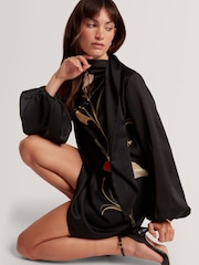 Ted Baker Black Molma - Neck Tie Printed Mini Dress - Image 4 of 6