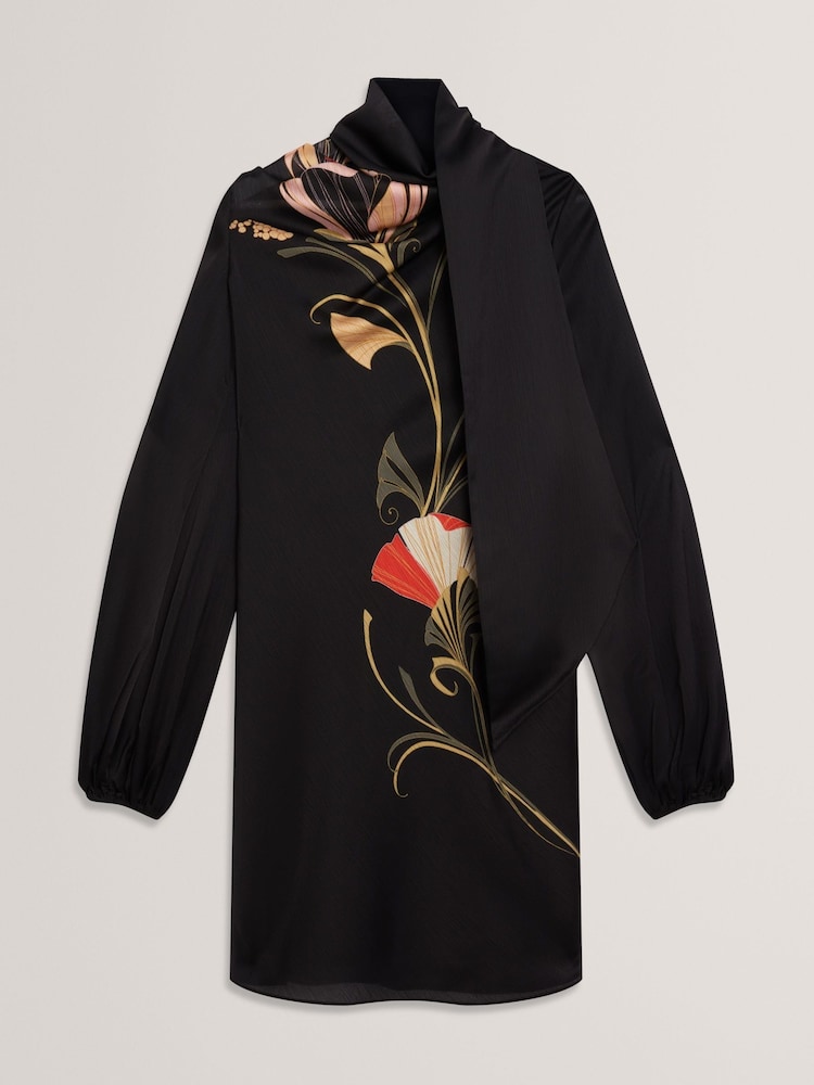 Buy Ted Baker Black Molma - Neck Tie Printed Mini Dress from Next Iceland