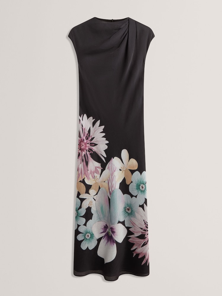 Buy Ted Baker Black Demita Printed Short Sleeve Draped Neck Midi Dress from  Next Indonesia