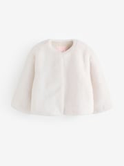 Ted Baker White Primmra - Cropped Faux Fur Jacket - Image 1 of 1