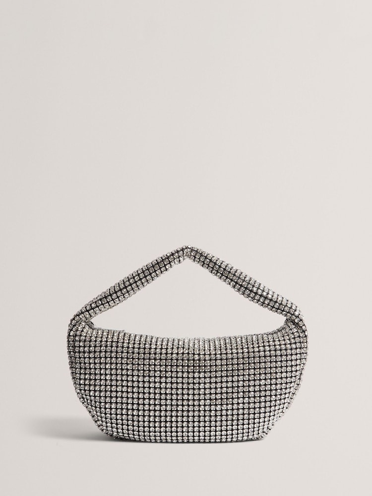 Ted Baker Silver Crystiz Medium Crystal Slouchy Hobo Bag - Image 1 of 6