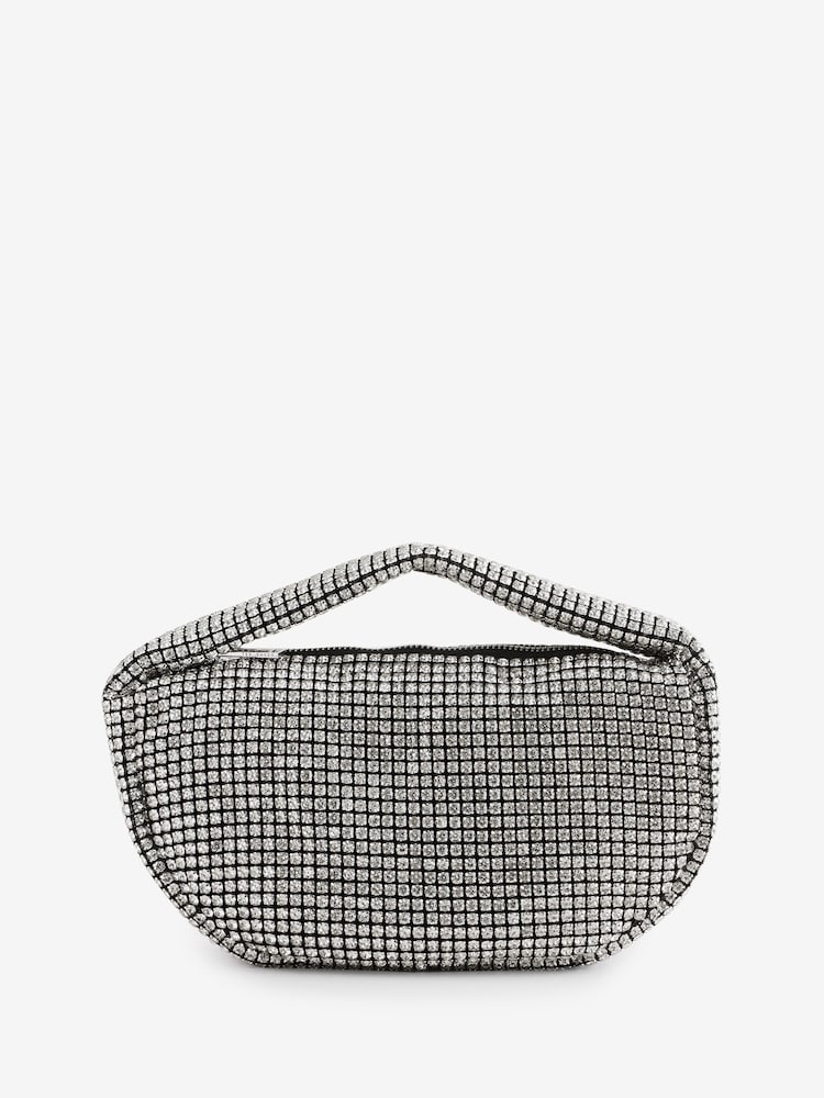 Ted Baker Silver Crystiz Medium Crystal Slouchy Hobo Bag - Image 2 of 6