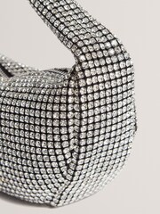 Ted Baker Silver Crystiz Medium Crystal Slouchy Hobo Bag - Image 3 of 6