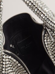 Ted Baker Silver Crystiz Medium Crystal Slouchy Hobo Bag - Image 4 of 6