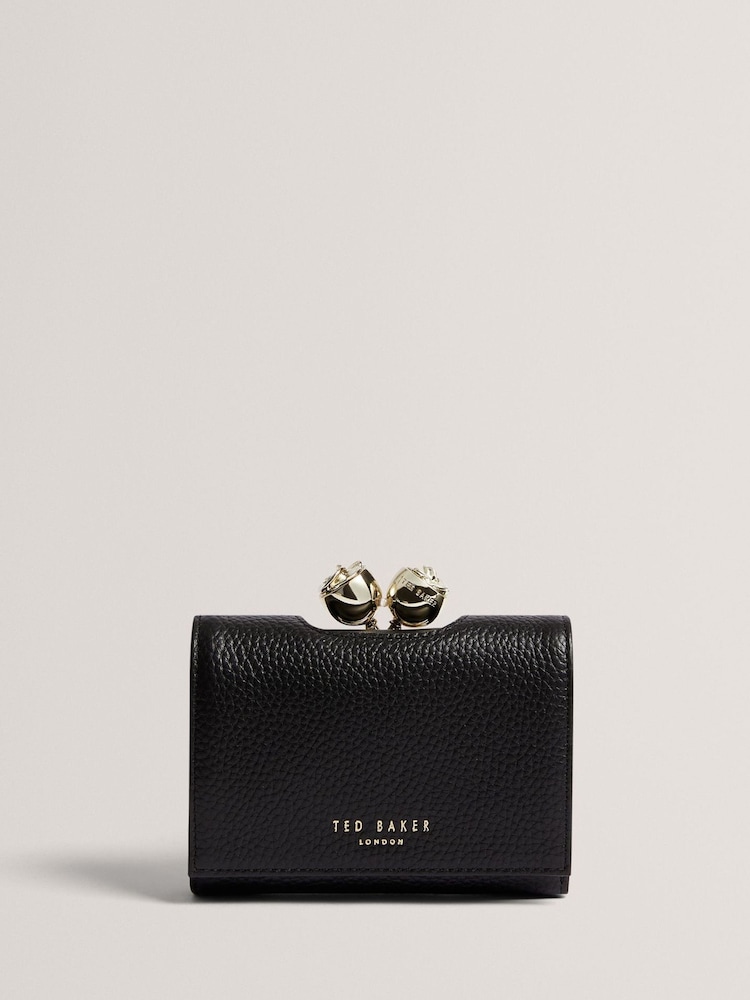 Ted Baker Black Roosa Rose Detail Leather Small Bobble Purse - Image 1 of 5 Ted Baker Black Roosa Rose Detail Leather Small Bobble Purse - Image 1 of 5
