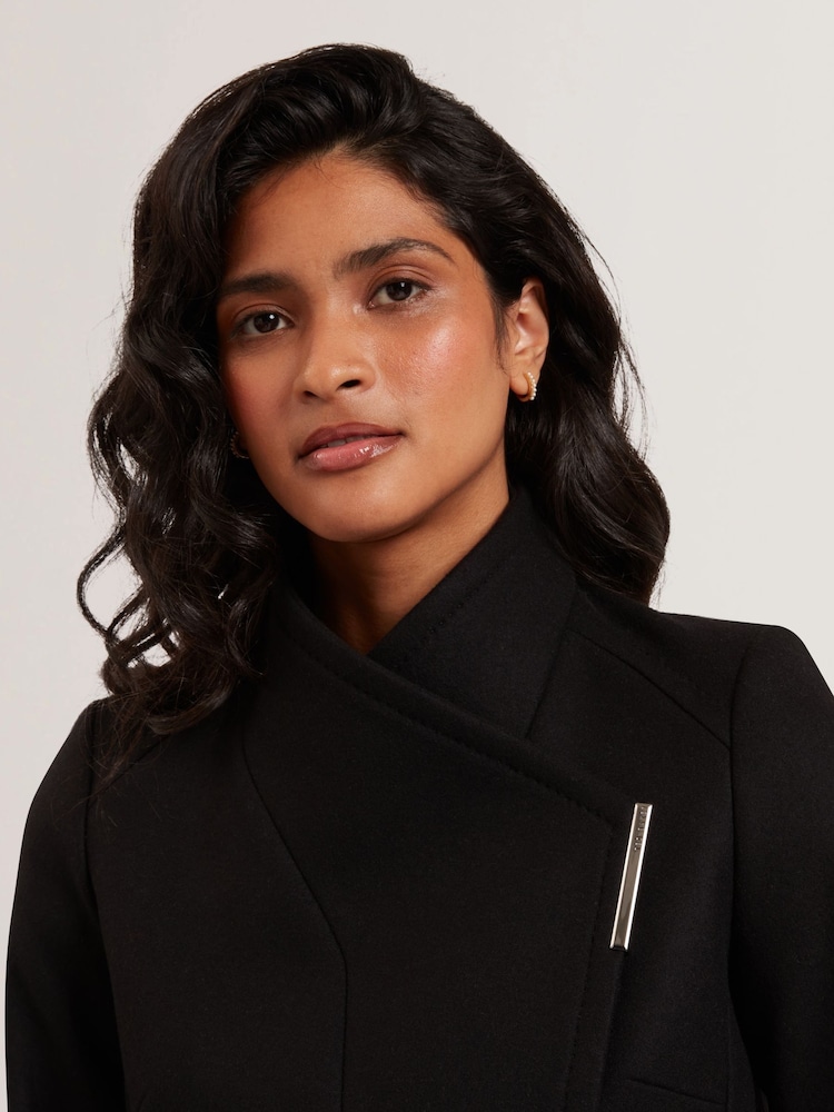 Ted Baker Black Rosecee Wool Wrap Jacket - Image 2 of 3 Ted Baker Black Rosecee Wool Wrap Jacket - Image 2 of 3