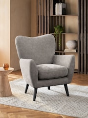 Distressed Velour French Grey Wilson Highback Armchair - Image 1 of 5