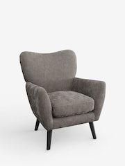 Distressed Velour French Grey Wilson Highback Armchair - Image 2 of 5