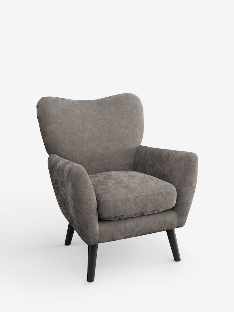Distressed Velour French Grey Wilson Highback Armchair - Image 2 of 5