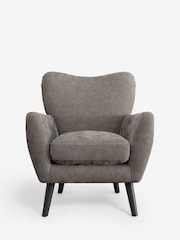 Distressed Velour French Grey Wilson Highback Armchair - Image 3 of 5