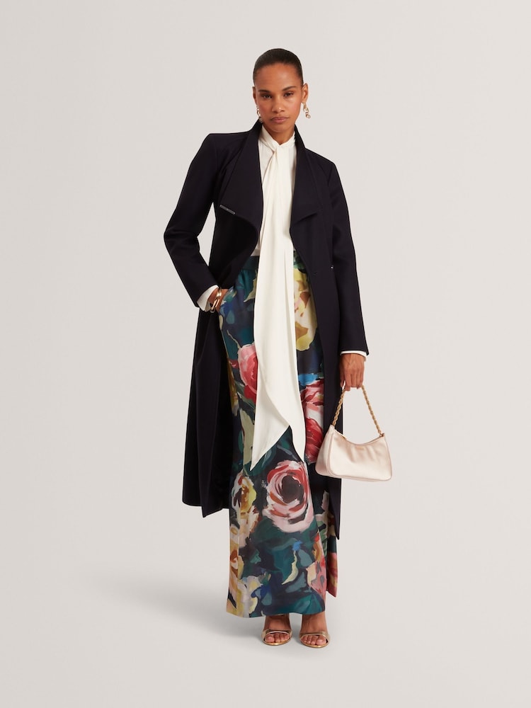 Ted Baker Blue Rosell Long Length Belted Wool Wrap Coat - Image 1 of 4
