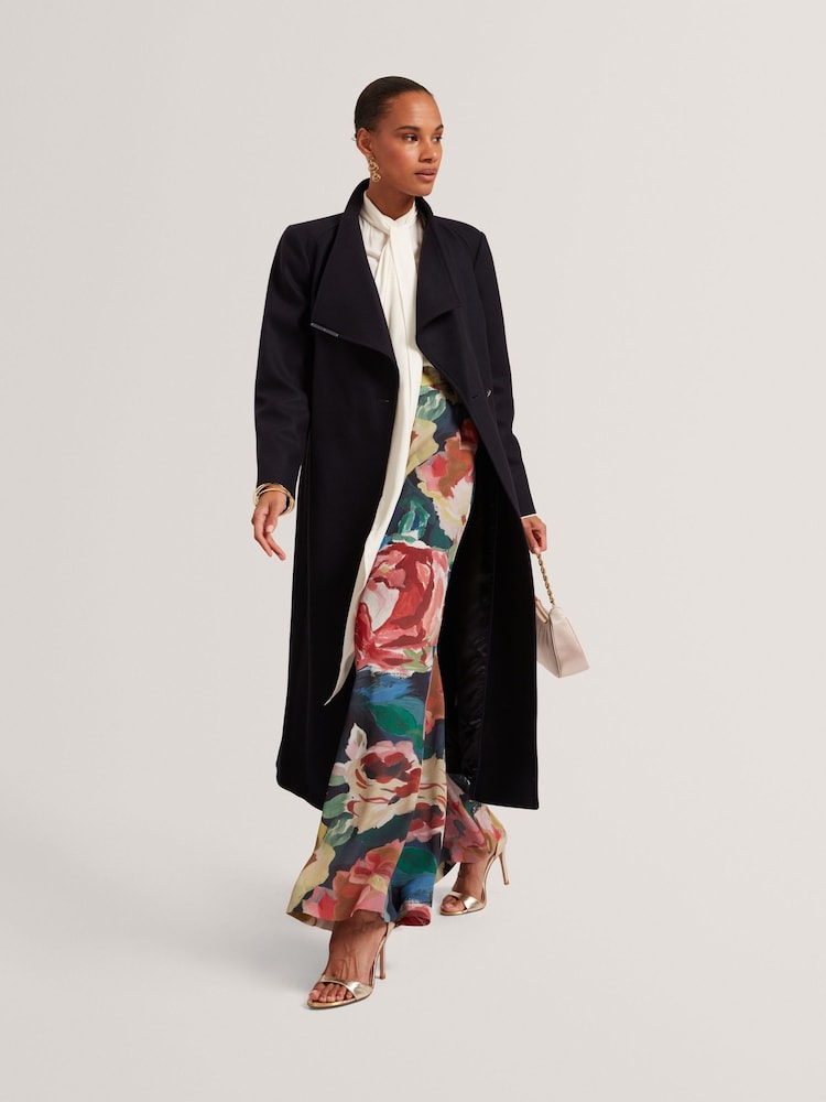 Ted Baker Blue Rosell Long Length Belted Wool Wrap Coat - Image 2 of 4