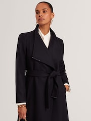 Ted Baker Blue Rosell Long Length Belted Wool Wrap Coat - Image 4 of 4