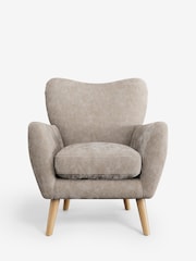 Distressed Velour Mid Natural Wilson Highback Armchair - Image 2 of 5