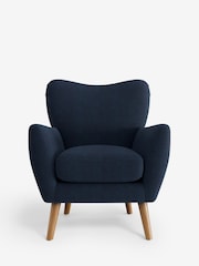 Fine Chenille Easy Clean Dark Navy Blue Wilson Highback Armchair - Image 2 of 4