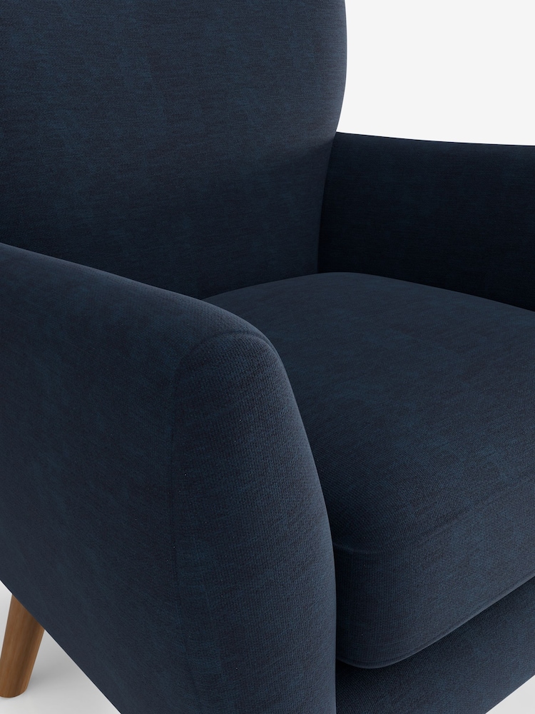 Fine Chenille Easy Clean Dark Navy Blue Wilson Highback Armchair - Image 4 of 4