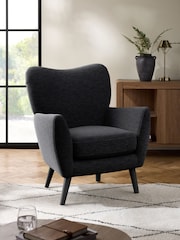 Fine Chenille Easy Clean Black Wilson Highback Armchair - Image 1 of 4