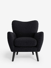 Fine Chenille Easy Clean Black Wilson Highback Armchair - Image 2 of 4