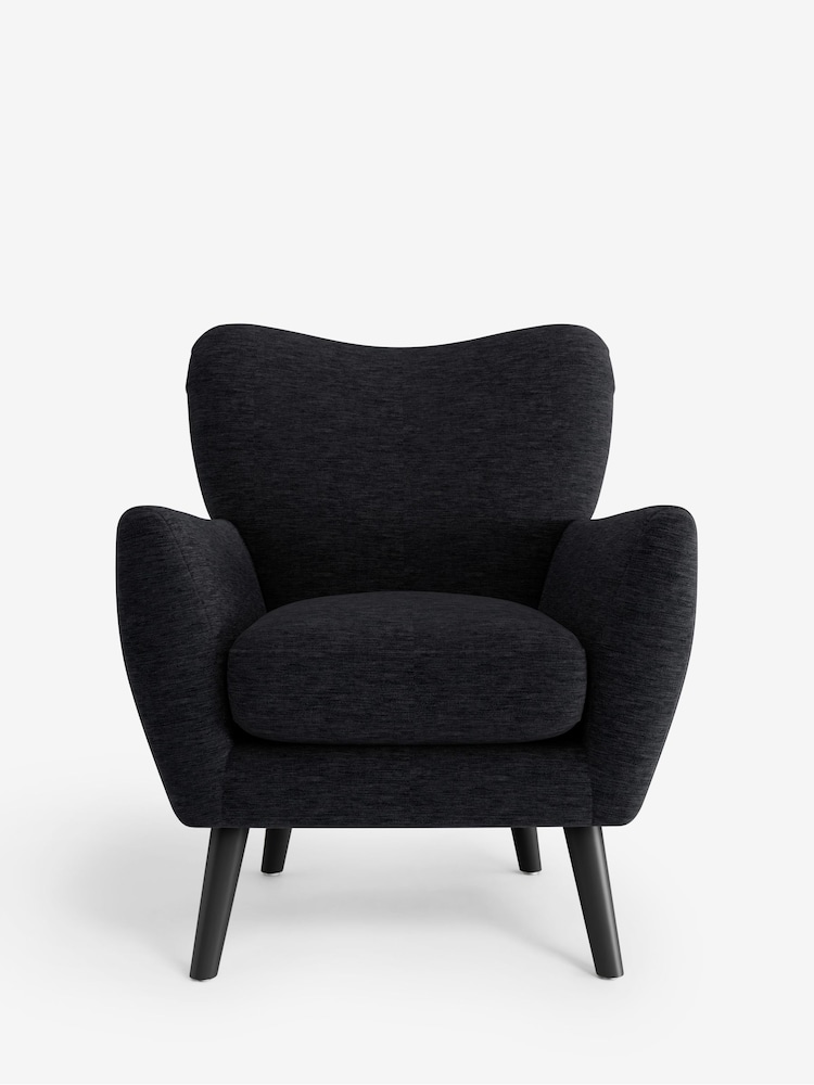 Fine Chenille Easy Clean Black Wilson Highback Armchair - Image 2 of 4