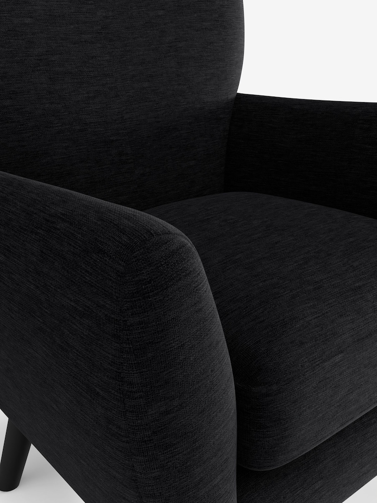 Fine Chenille Easy Clean Black Wilson Highback Armchair - Image 4 of 4