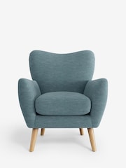 Fine Chenille Easy Clean Mid Blue Wilson Highback Armchair - Image 2 of 5
