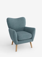 Fine Chenille Easy Clean Mid Blue Wilson Highback Armchair - Image 3 of 5