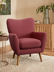 Fine Chenille Easy Clean Mid Pink Wilson Highback Armchair - Image 1 of 4