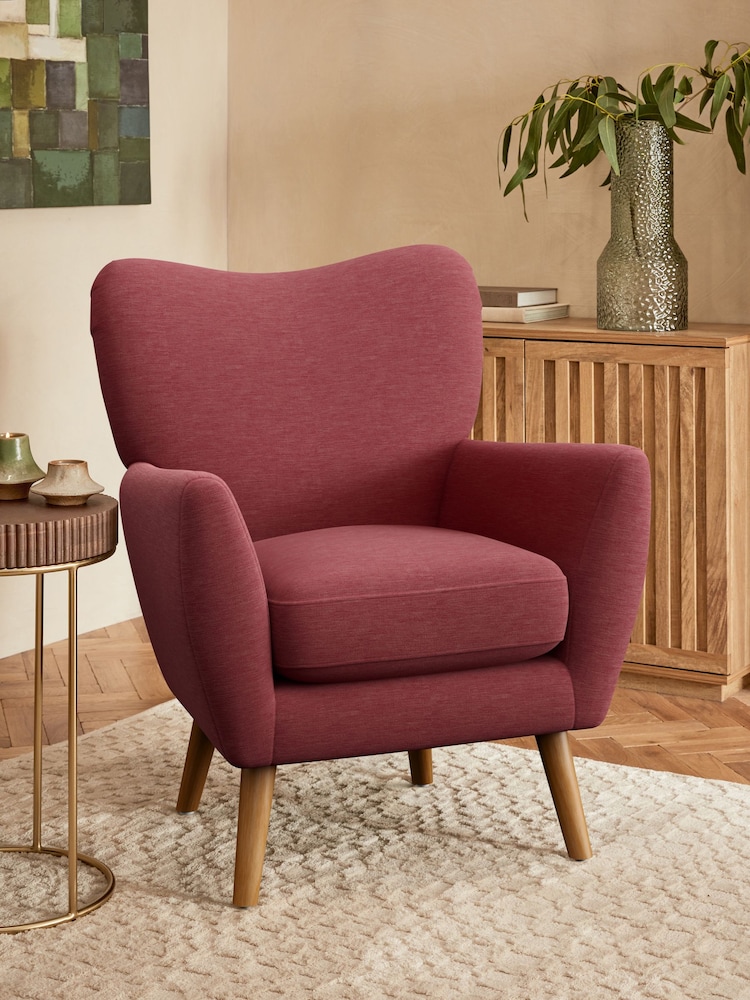 Fine Chenille Easy Clean Mid Pink Wilson Highback Armchair - Image 1 of 4