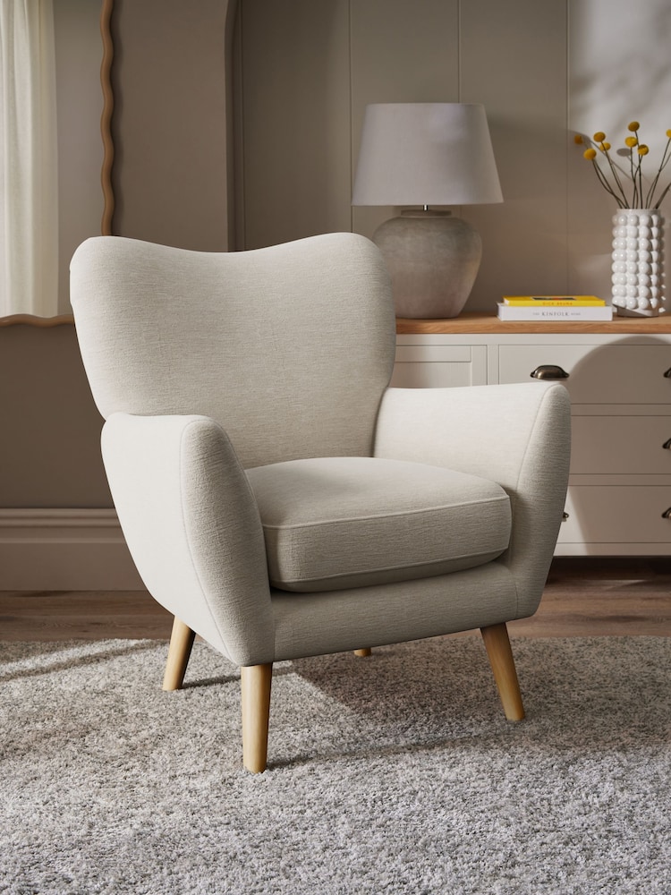 Fine Chenille Easy Clean Oyster Wilson Highback Armchair - Image 1 of 5