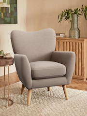 Fine Chenille Easy Clean Mid Taupe Brown Wilson Highback Armchair - Image 1 of 4