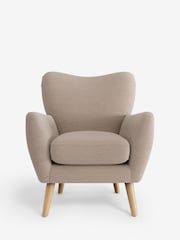 Fine Chenille Easy Clean Mid Taupe Brown Wilson Highback Armchair - Image 2 of 4