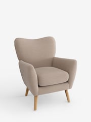 Fine Chenille Easy Clean Mid Taupe Brown Wilson Highback Armchair - Image 3 of 4