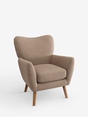 Luxe Chenille Mid Natural Wilson Highback Armchair - Image 3 of 5