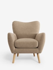 Luxe Chenille Mid Camel Beige Wilson Highback Armchair - Image 2 of 4
