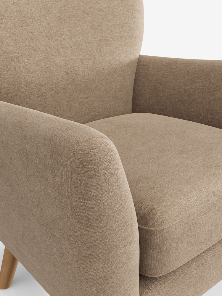 Luxe Chenille Mid Camel Beige Wilson Highback Armchair - Image 4 of 4